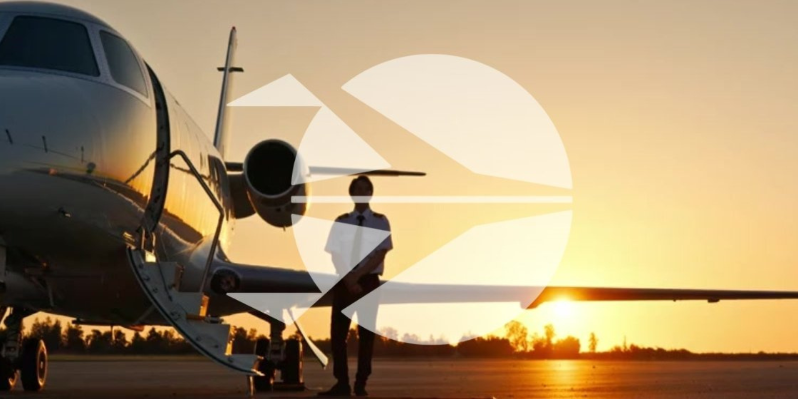 private jet on tarmac sunset with Sentinel Data Analytics logo